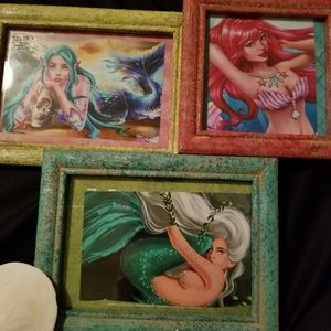 Very nice wooden frame with mermaids and shells